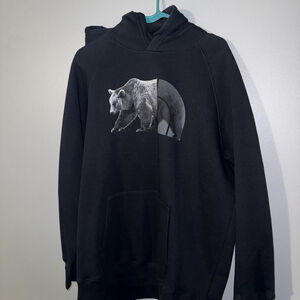 The North Face Hoodie Womens XL Black Sweatshirt Bear Logo Graphic Pullover NWT